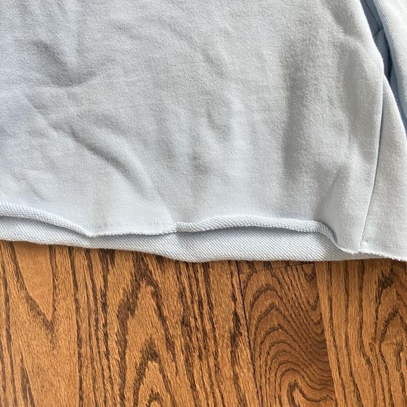 NWT NIA Mid Rise Terry Fleece Shorts Women Medium Sky Blue Elastic Drawstring - Picture 3 of 10